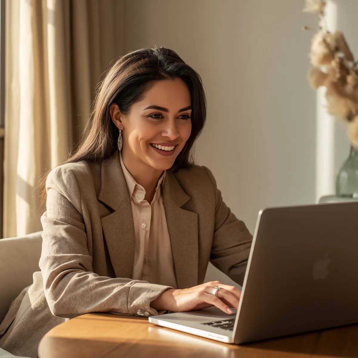 Persona con mayor tranquilidad sobre su futuro durante una videollamada informativa sobre un Plan Personal de Retiro